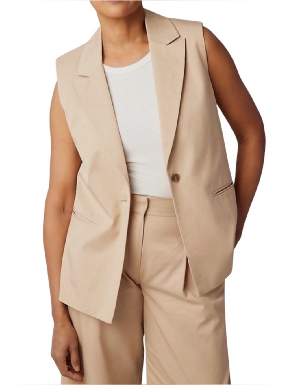 Hudson North Sleeveless Blazer Vest NWT Tan Size 6 Neutral Minimal Career